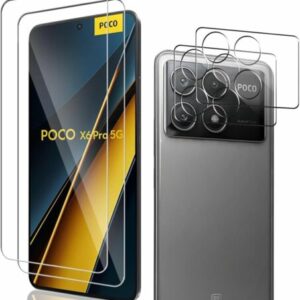 4in1 Xiaomi Poco X6 /Pro 2x Schutzglas + 2x Kameraschutz 9H Panzerfolie Hartglas