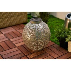 LED Solar Laterne Sunshine Aura Silber Ø22cm warmweiß Gartenleuchte Terrasse