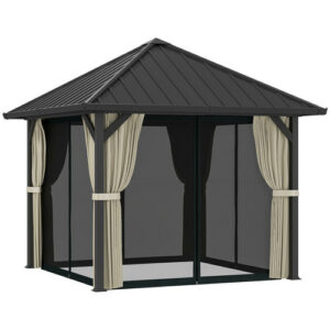 Pavillon mit Doppeldach, 4x3,3 m Wasserdicht Stabil Winterfest Gartenpavillon