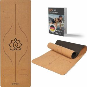 DH FitLife Yogamatte aus Kork & TPE, Gymnastikmatte 183 x 61 x 0,6 cm