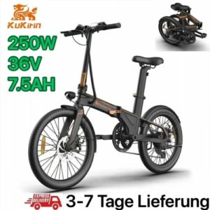 NEW 20 zoll Elektrofahrrad,Klapprad E-Bike 350W Pendeln E-Faltrad 25km/h Kukirin