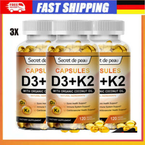 Vitamin D3 K2 Magnesium 5000 IE K2 MK-7 Bisglycinat Vegan 120 Kapsel hochdosiert