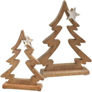 Dekofiguren Tannenbaum Weihnachten Deko Holz & Metall Holzfiguren – 2 Größen