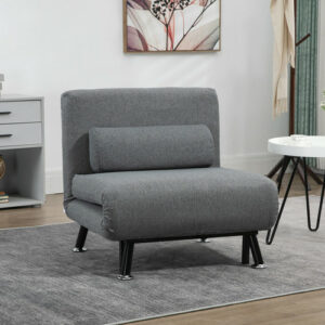 HOMCOM Schlafsessel, 2-in-1 Schlafsofa mit Bettfunktion, Zierkissen Schwarz