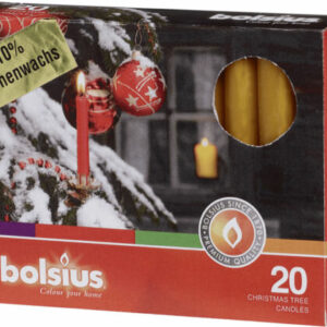 20x BOLSIUS Christ Baum Kerze Weihnachtskerzen Bienenwachs gelb 100 x 12,5mm neu