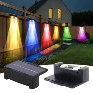 4Stk LED Solarleuchten Wandlampen Zaunleuchte Gartenleuchte Außen Treppen Lampe